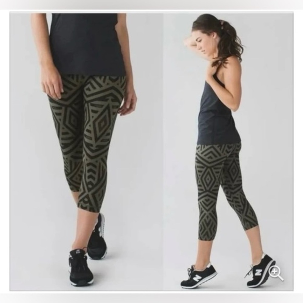 Lululemon Wunder Under Pant Full-on Luxtreme Chevron Shuffle/Fatigue Green Black